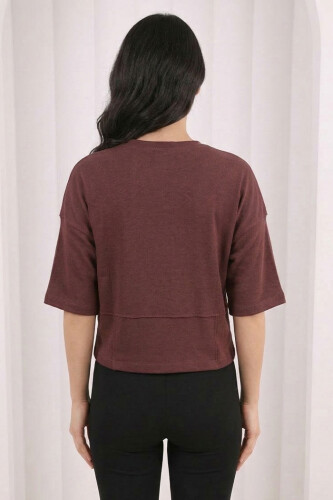 5500 bel oturtmalı  T-Shirt Kahverengi - 3