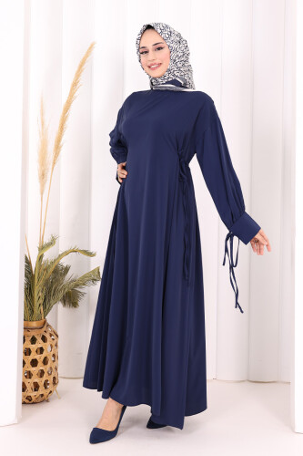 Bağlama Detaylı Elbise 6015 Lacivert - 3
