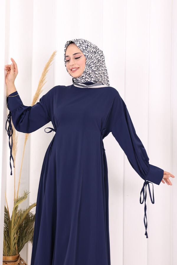 Bağlama Detaylı Elbise 6015 Lacivert - 5