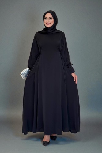 Bağlama Detaylı Elbise 6015 Siyah 