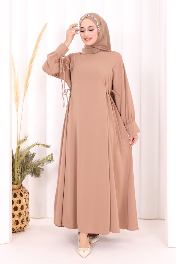 Bağlama Detaylı Elbise 6015 Vizon - 2