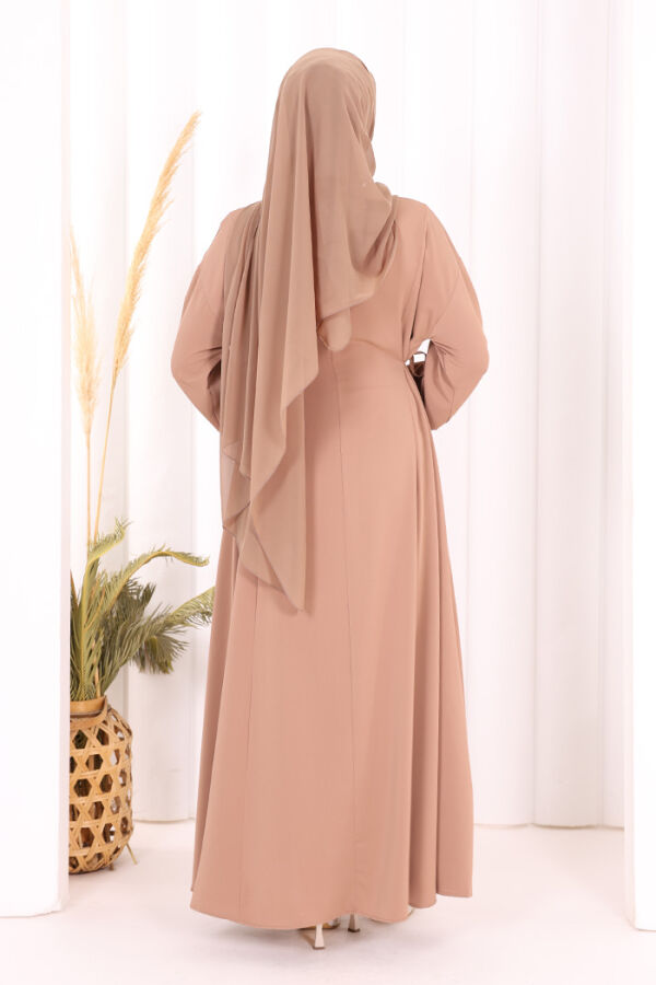 Bağlama Detaylı Elbise 6015 Vizon - 4