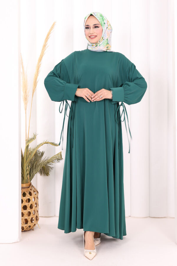Bağlama Detaylı Elbise 6015 Zümrüt - 1