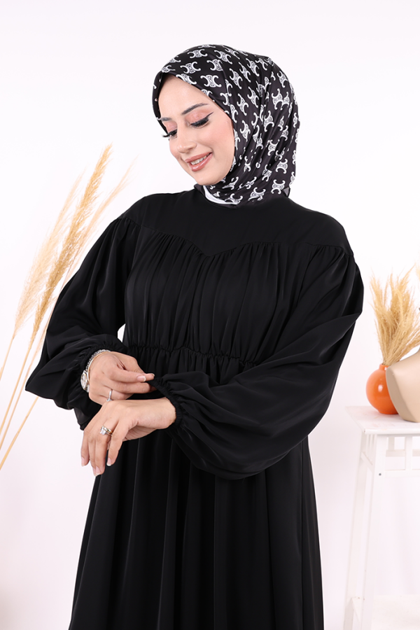Kalp Robalı Elbise 6016 Siyah - 4