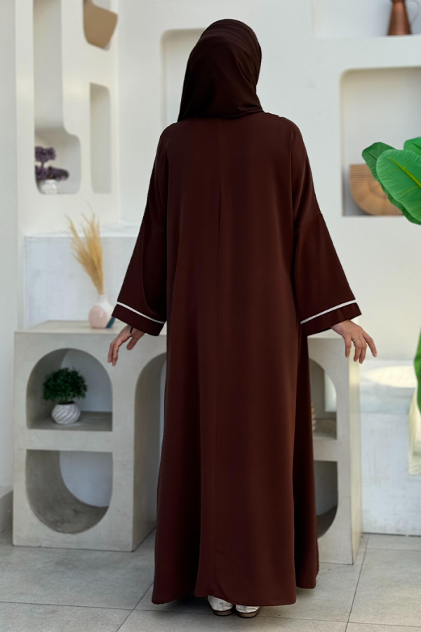 Cepli Şerit Detaylı Elbise 6018 Kahverengi - 2