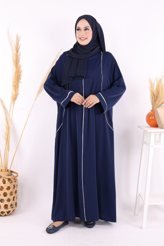 Cepli Şerit Detaylı Elbise 6018 Lacivert - Bym Fashion