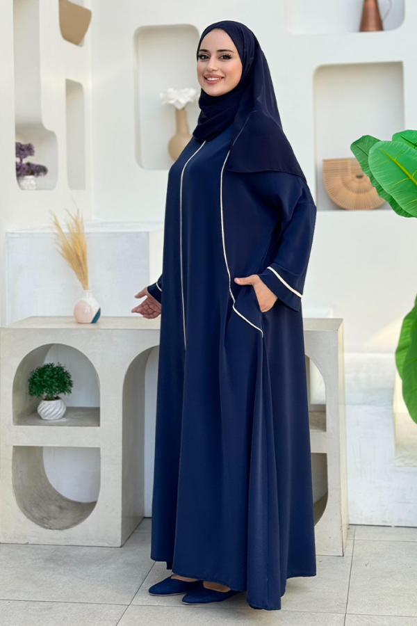 Cepli Şerit Detaylı Elbise 6018 Lacivert - 3
