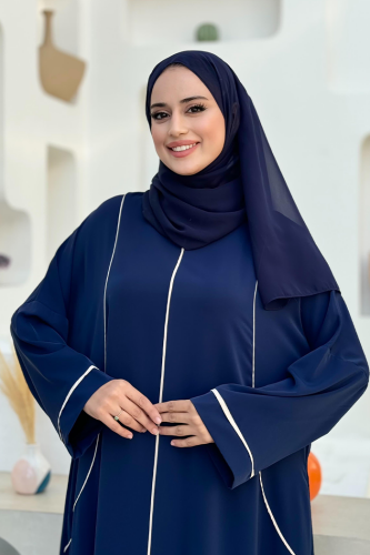 Cepli Şerit Detaylı Elbise 6018 Lacivert - 4