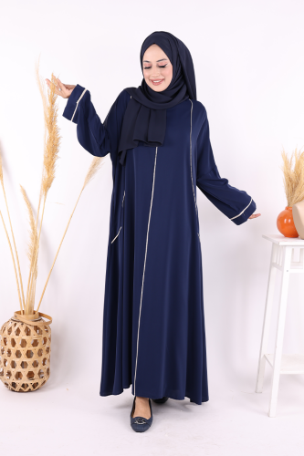 Cepli Şerit Detaylı Elbise 6018 Lacivert - 2