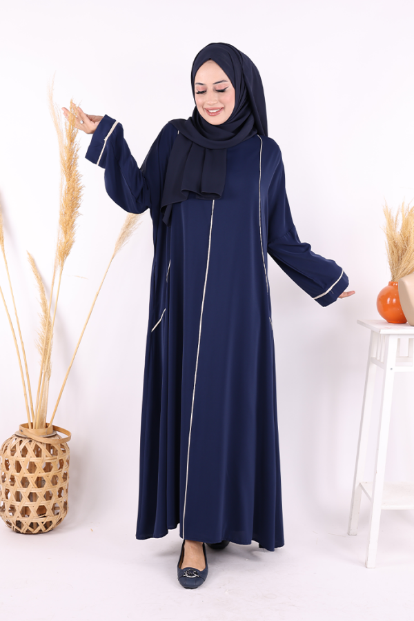 Cepli Şerit Detaylı Elbise 6018 Lacivert - 2
