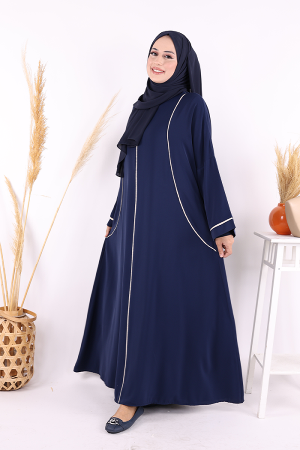 Cepli Şerit Detaylı Elbise 6018 Lacivert - 3