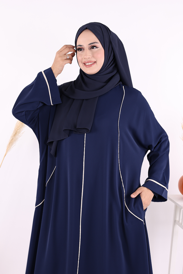 Cepli Şerit Detaylı Elbise 6018 Lacivert - 5