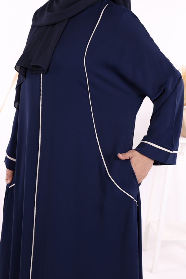 Cepli Şerit Detaylı Elbise 6018 Lacivert - 6