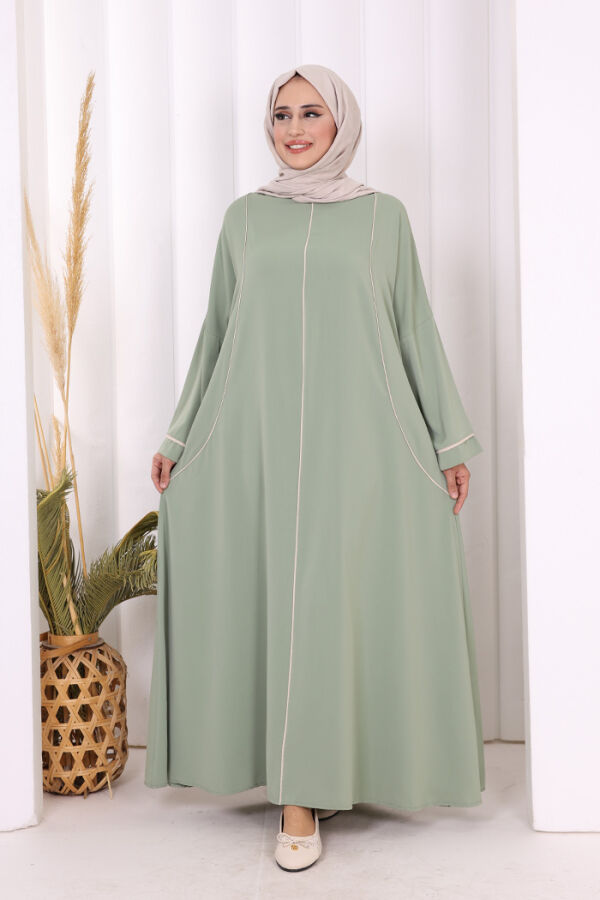 Cepli Şerit Detaylı Elbise 6018 Mint - 1