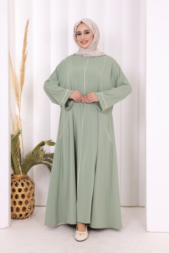 Cepli Şerit Detaylı Elbise 6018 Mint - 2