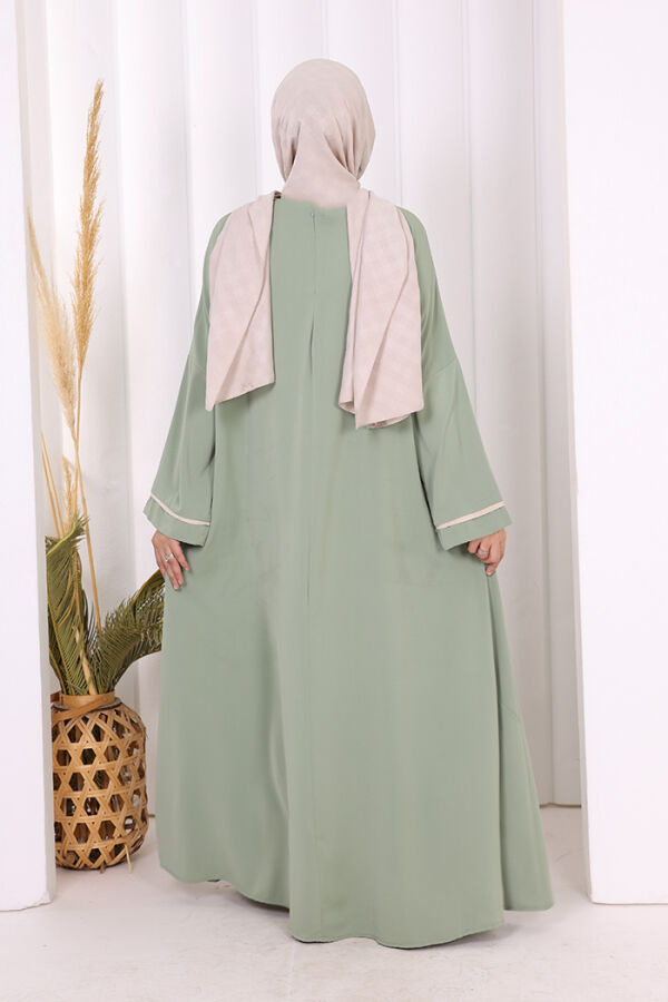 Cepli Şerit Detaylı Elbise 6018 Mint - 4