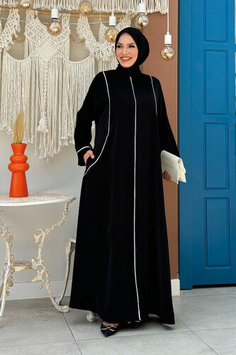 Cepli Şerit Detaylı Elbise 6018 Siyah - Bym Fashion