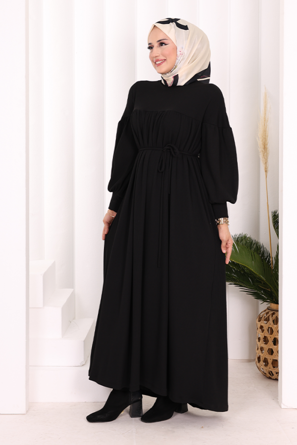 Roba Büzgülü Örme Elbise 6019 Siyah - 2