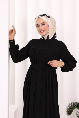 Roba Büzgülü Örme Elbise 6019 Siyah - 4