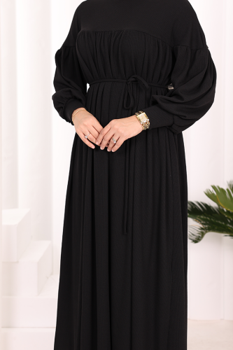 Roba Büzgülü Örme Elbise 6019 Siyah - 5