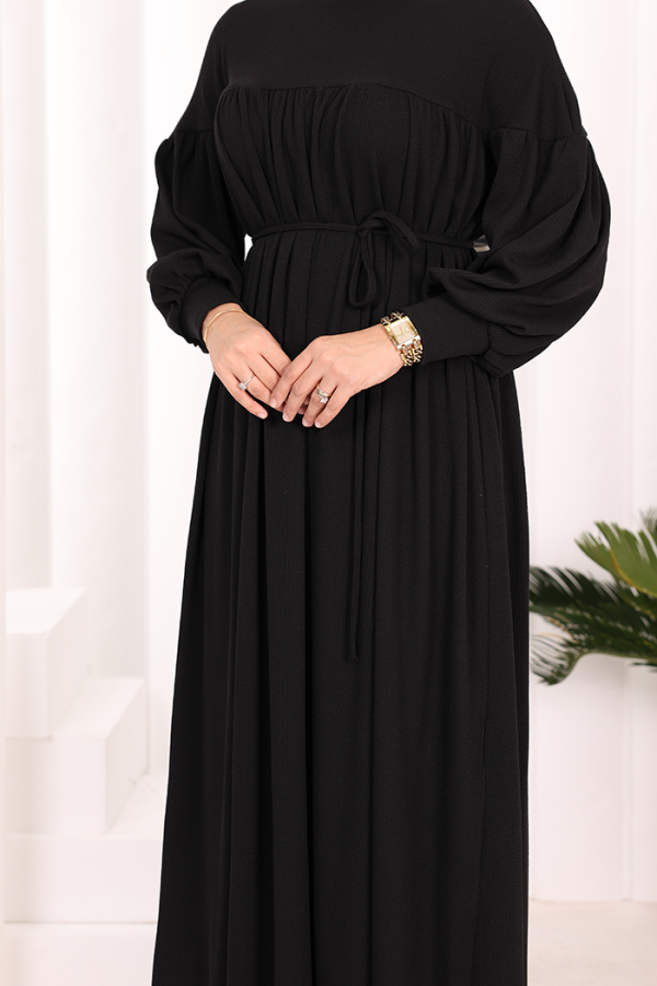 Roba Büzgülü Örme Elbise 6019 Siyah - 5