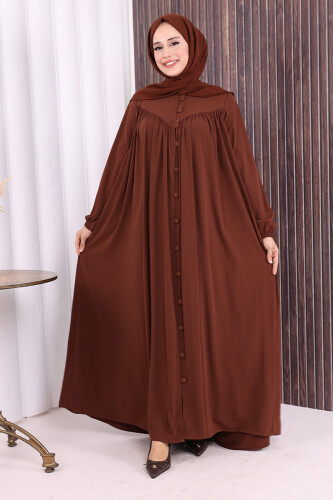 Robalı Britli Ferace 6022 Kahverengi - Bym Fashion