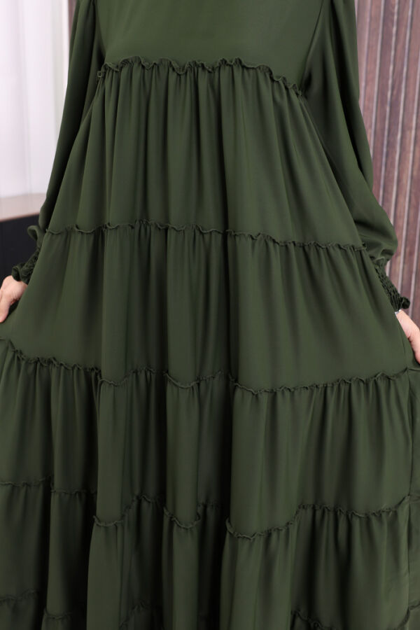 Dubai Katlı Salaş Elbise 6023 Haki - 6