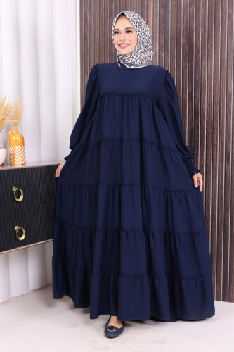 Katlı Salaş Elbise 6023 Lacivert - Bym Fashion