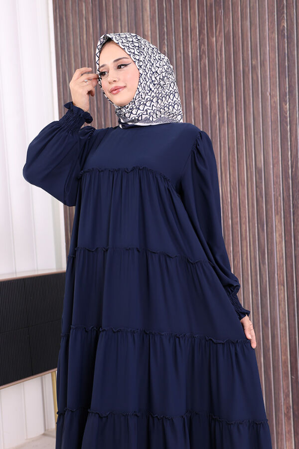 Dubai Katlı Salaş Elbise 6023 Lacivert - 5