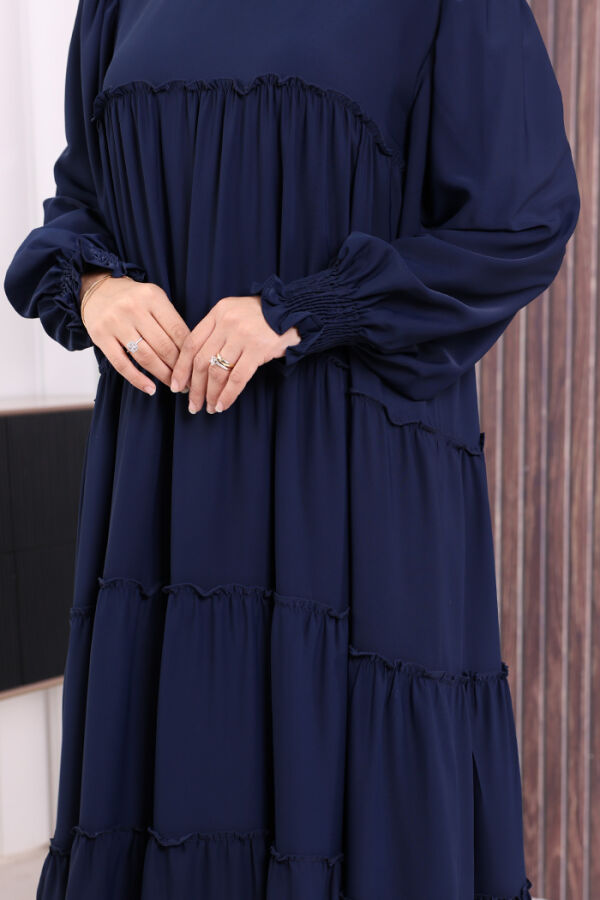 Dubai Katlı Salaş Elbise 6023 Lacivert - 6