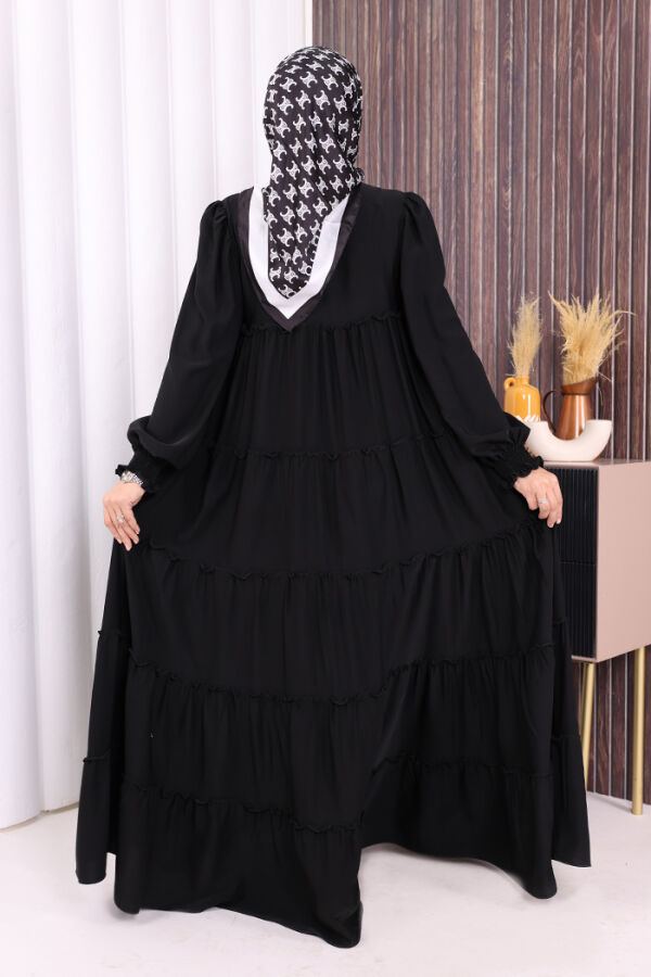 Dubai Katlı Salaş Elbise 6023 Siyah - 3
