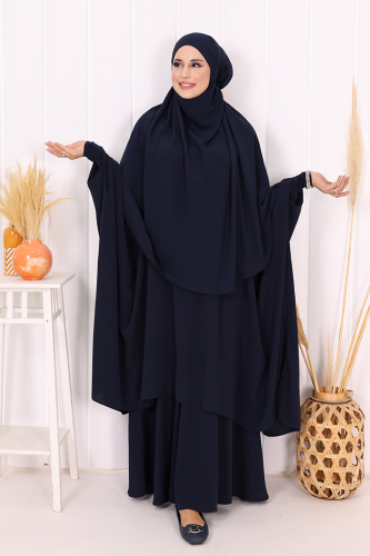 Sufleli Cilbab 6024 Lacivert - Bym Fashion