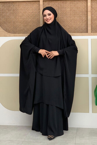 Sufleli Cilbab 6024 Siyah - Bym Fashion