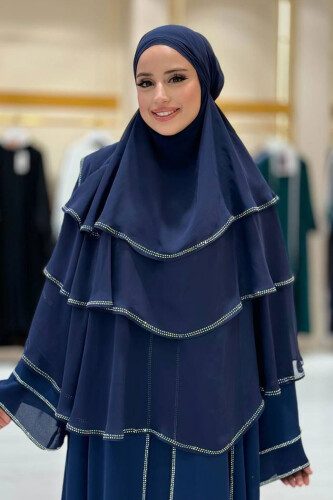 Taş Detaylı Sufle 6030 Lacivert - Bym Fashion