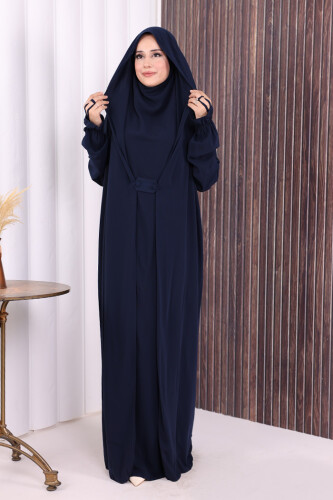 Kendinden Peçeli Sufleli Cilbab 6032 Lacivert - Bym Fashion