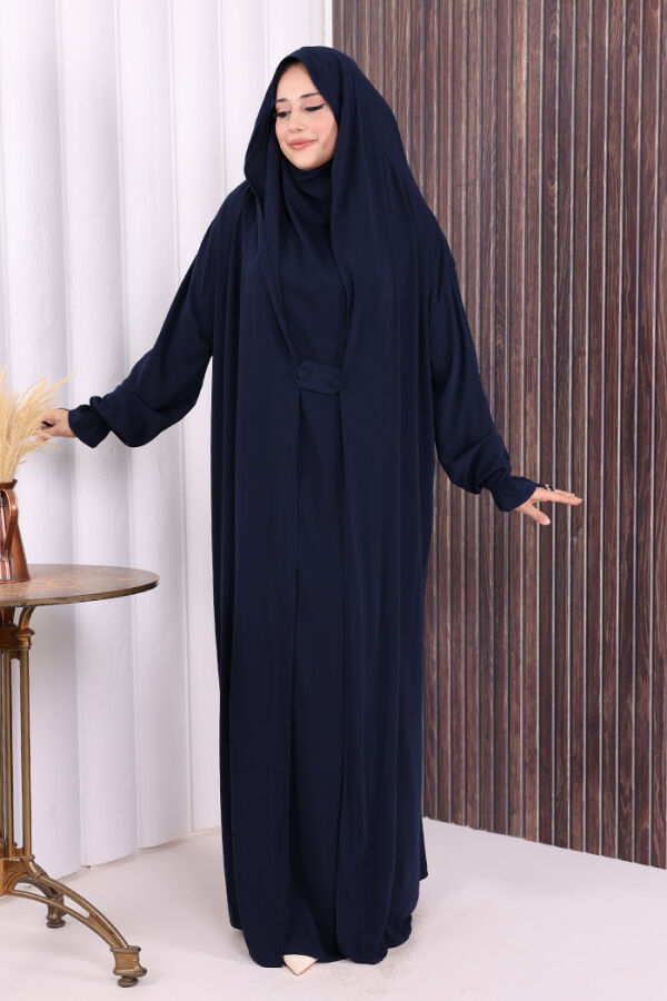 Kendinden Peçeli Sufleli Cilbab 6032 Lacivert - 2