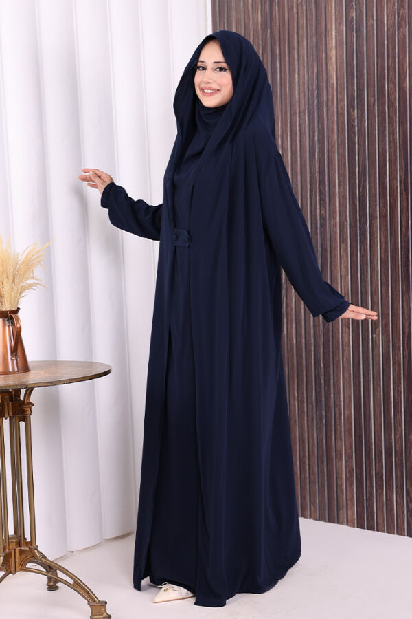 Kendinden Peçeli Sufleli Cilbab 6032 Lacivert - 3