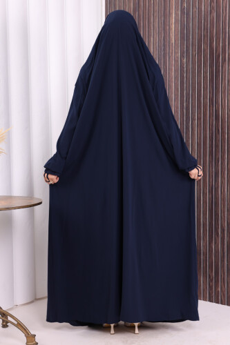 Kendinden Peçeli Sufleli Cilbab 6032 Lacivert - 4