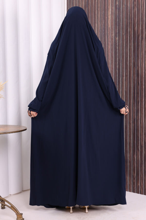 Kendinden Peçeli Sufleli Cilbab 6032 Lacivert - 4