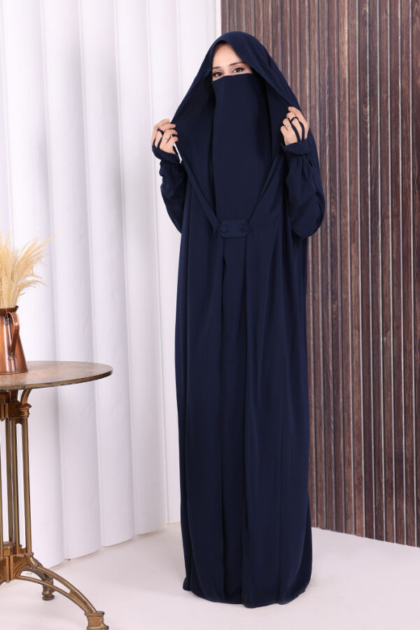 Kendinden Peçeli Sufleli Cilbab 6032 Lacivert - 5