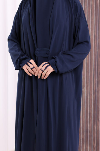 Kendinden Peçeli Sufleli Cilbab 6032 Lacivert - 7
