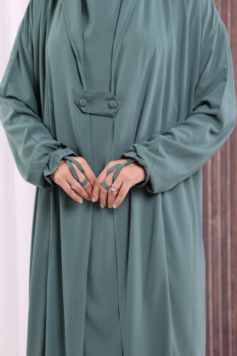 Kendinden Peçeli Sufleli Cilbab 6032 Mint - 5