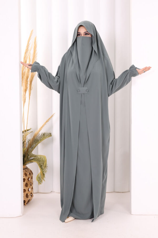 Medine Kendinden Peçeli Sufleli Cilbab 6032 Mint - 1