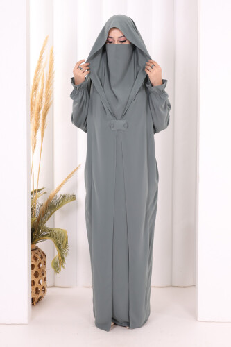 Medine Kendinden Peçeli Sufleli Cilbab 6032 Mint - 2