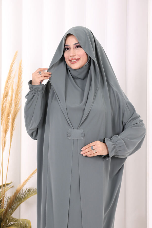 Medine Kendinden Peçeli Sufleli Cilbab 6032 Mint - 5