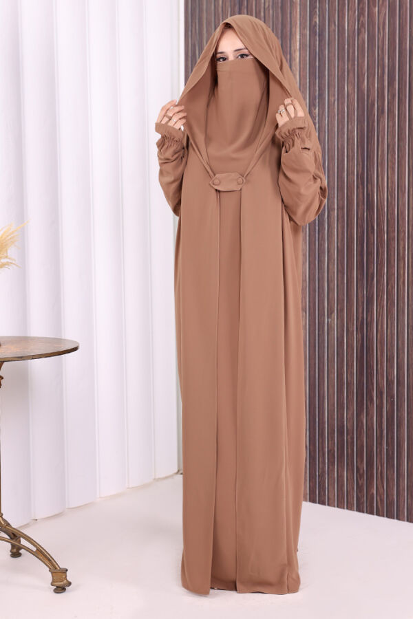 Kendinden Peçeli Sufleli Cilbab 6032 Vizon - 3