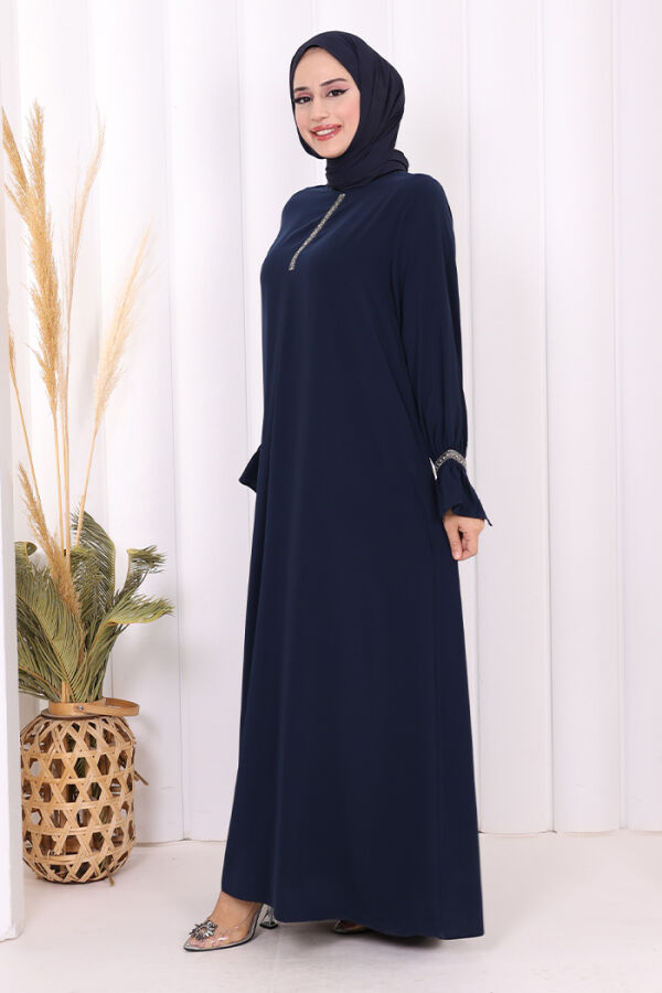 Taş Detaylı Elbise 6033 Lacivert - 3