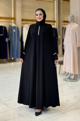 Taş Detaylı Elbise 6033 Siyah - Bym Fashion