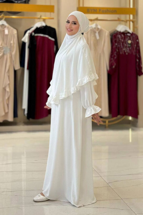 Sufleli Namaz Elbisesi 6034 Ekru - 3