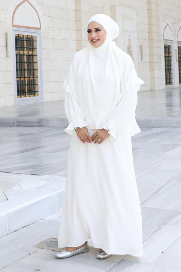 Sufleli Namaz Elbisesi 6034 Ekru - 2